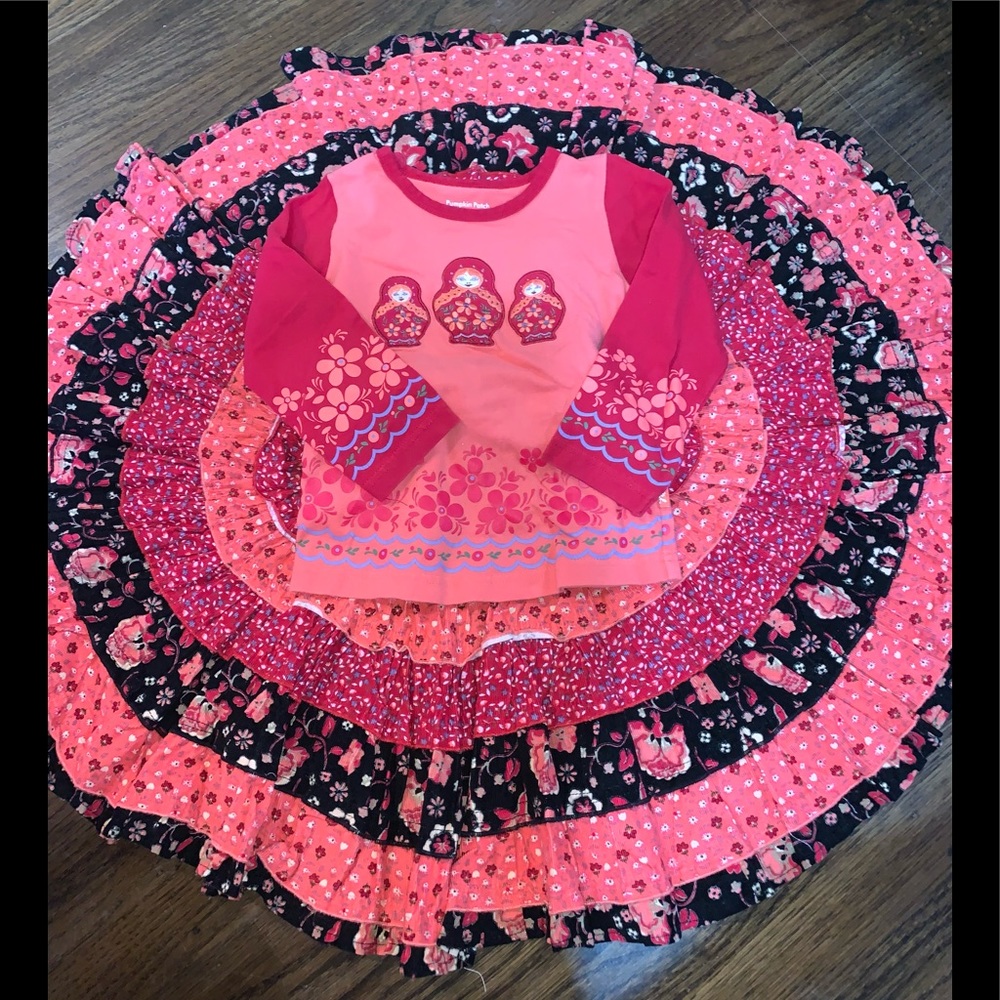 Rare Find! Russian Doll Matryoshka Twirly Skirt/Top set 2 (runs big)